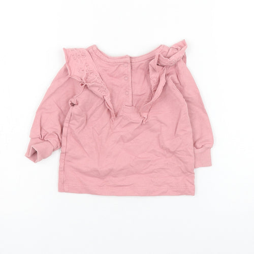 NEXT Girls Pink Cotton Pullover Jumper Size 3-6 Months Button
