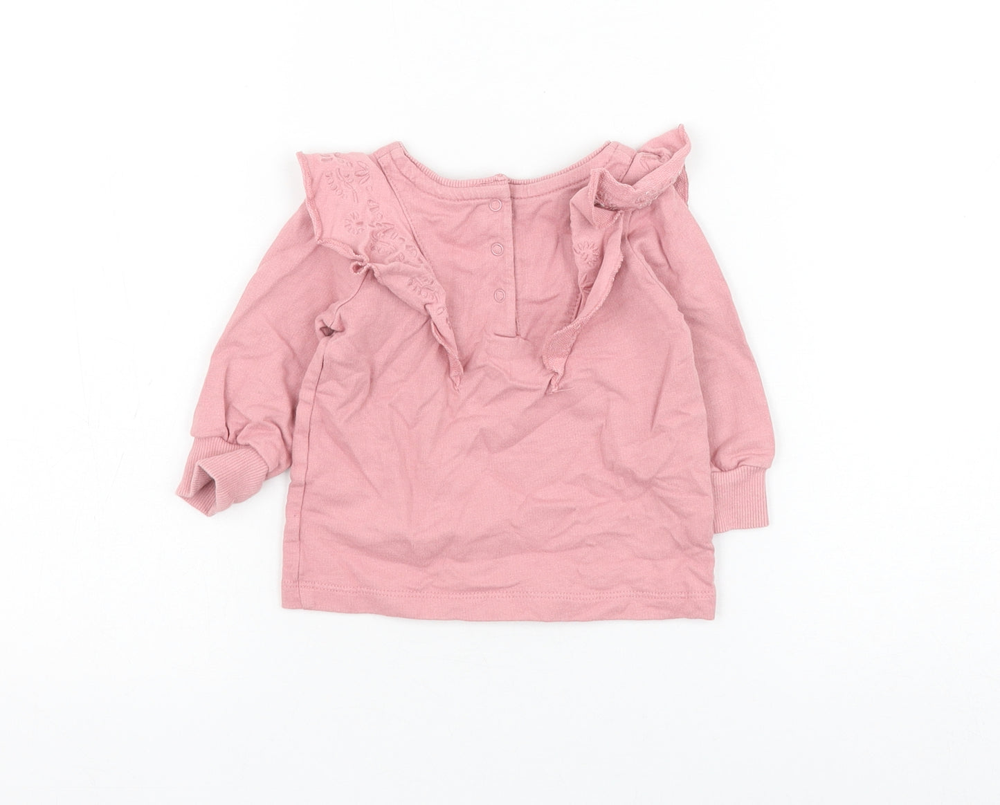 NEXT Girls Pink Cotton Pullover Jumper Size 3-6 Months Button