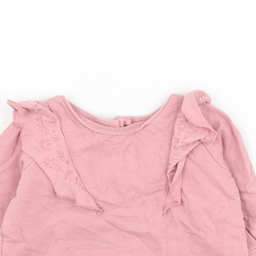 NEXT Girls Pink Cotton Pullover Jumper Size 3-6 Months Button