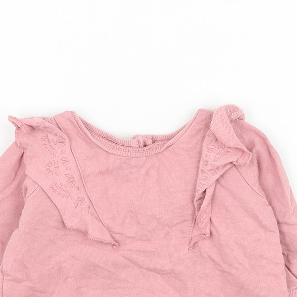 NEXT Girls Pink Cotton Pullover Jumper Size 3-6 Months Button