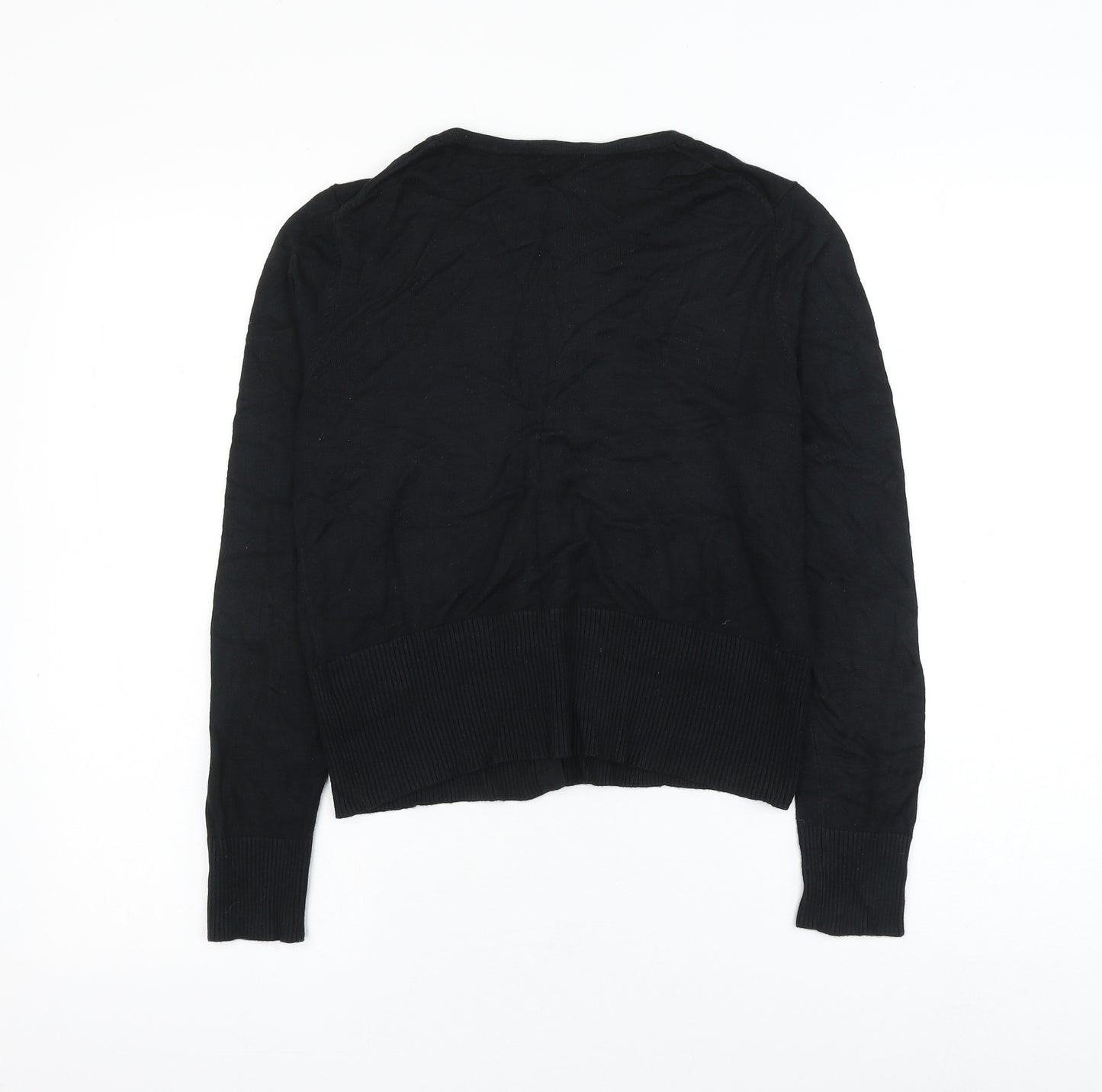 Marks and Spencer Womens Black Round Neck Viscose Cardigan Jumper Size 12