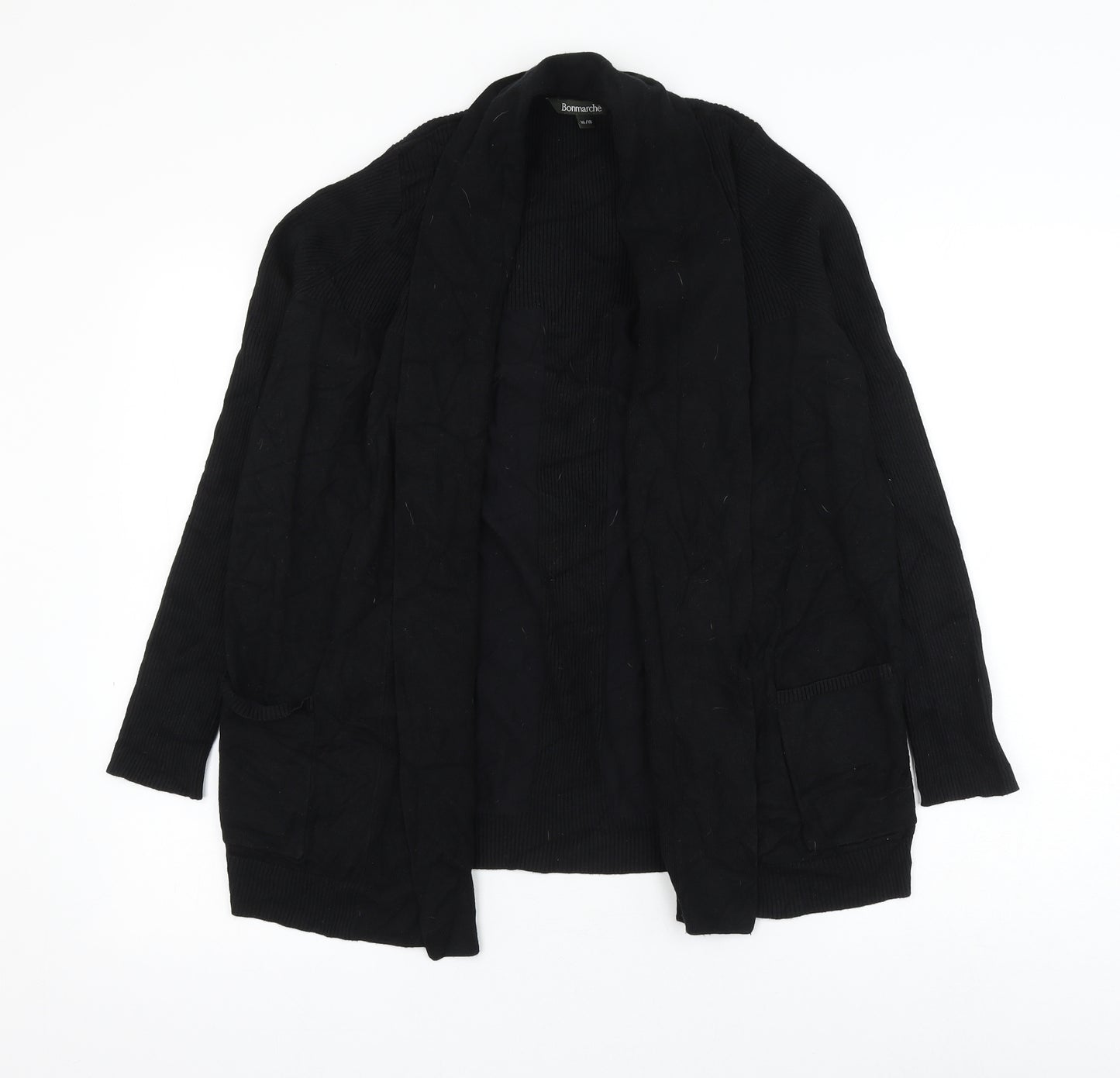 Bonmarché Womens Black V-Neck Viscose Cardigan Jumper Size 16