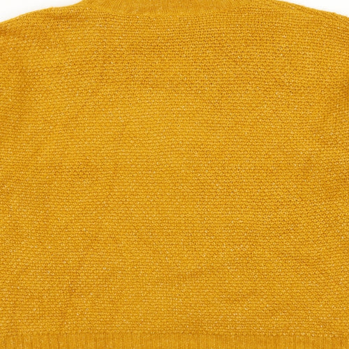 M&Co Womens Yellow High Neck Polyester Pullover Jumper Size L