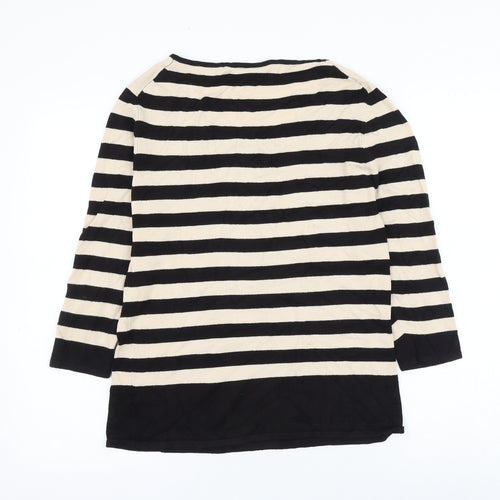 Editions Womens Beige Scoop Neck Striped Polyester Pullover Jumper Size 14