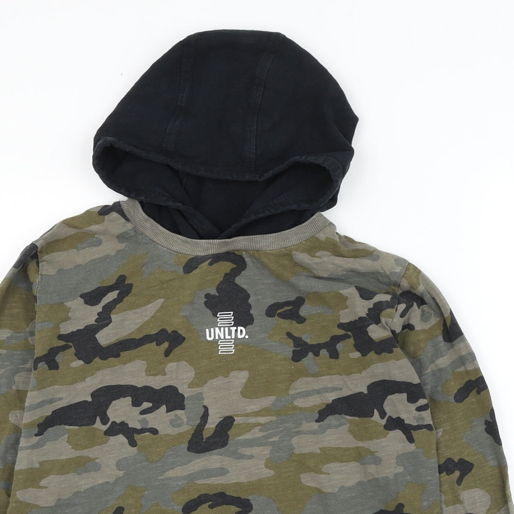 NEXT Boys Green Camouflage Cotton Pullover Hoodie Size 10 Years Pullover