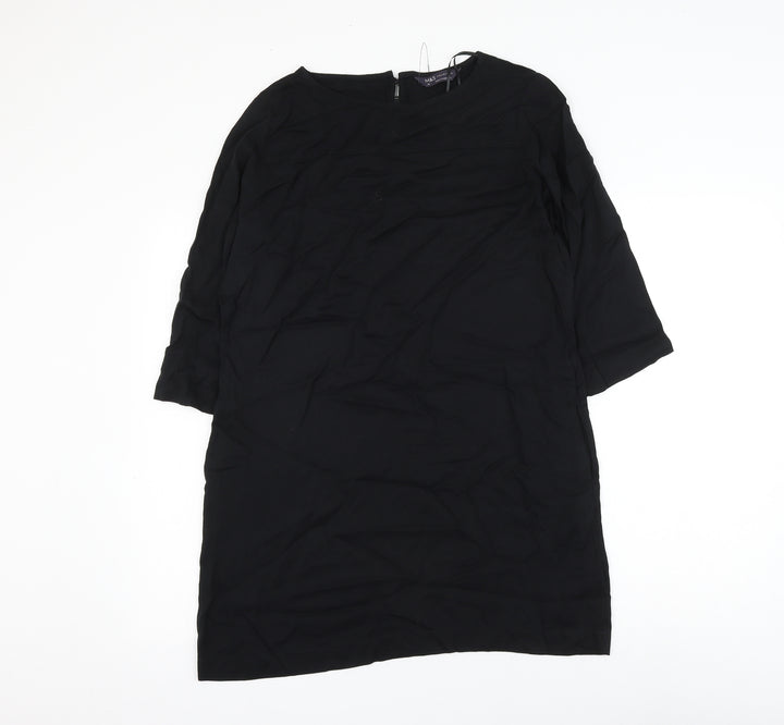 Marks and Spencer Womens Black Viscose Shift Size 10 Round Neck Button