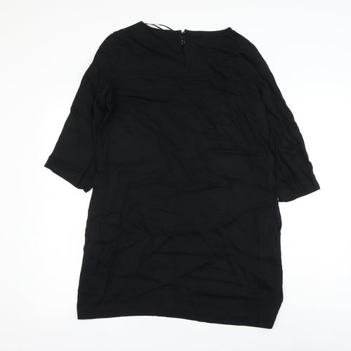 Marks and Spencer Womens Black Viscose Shift Size 10 Round Neck Button
