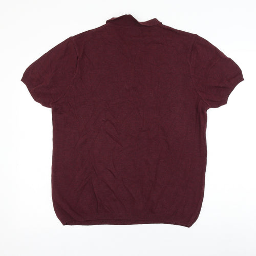 George Mens Red Cotton Polo Size M Collared Button