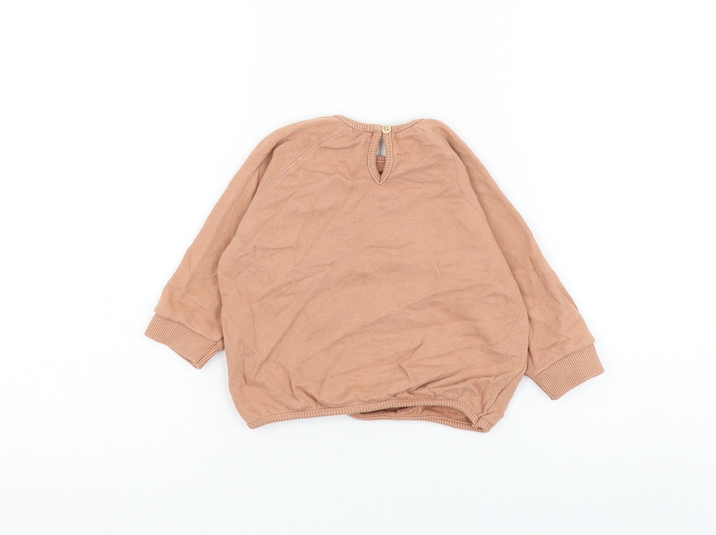 Zara Girls Brown Cotton Pullover Jumper Size 6-9 Months Pullover - Wake Up And Smile