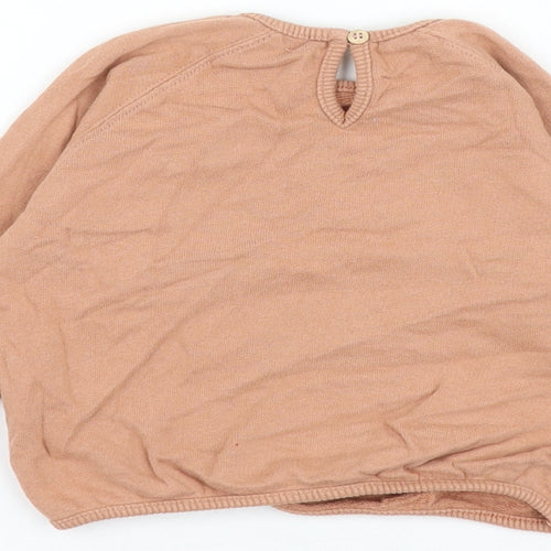 Zara Girls Brown Cotton Pullover Jumper Size 6-9 Months Pullover - Wake Up And Smile