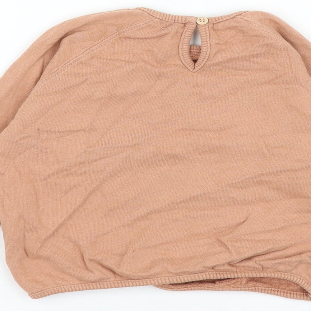 Zara Girls Brown Cotton Pullover Jumper Size 6-9 Months Pullover - Wake Up And Smile