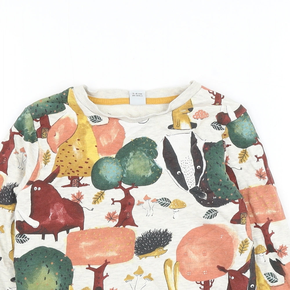 TU Boys Multicoloured Cotton Pullover Sweatshirt Size 3-4 Years Pullover - Forest Animals