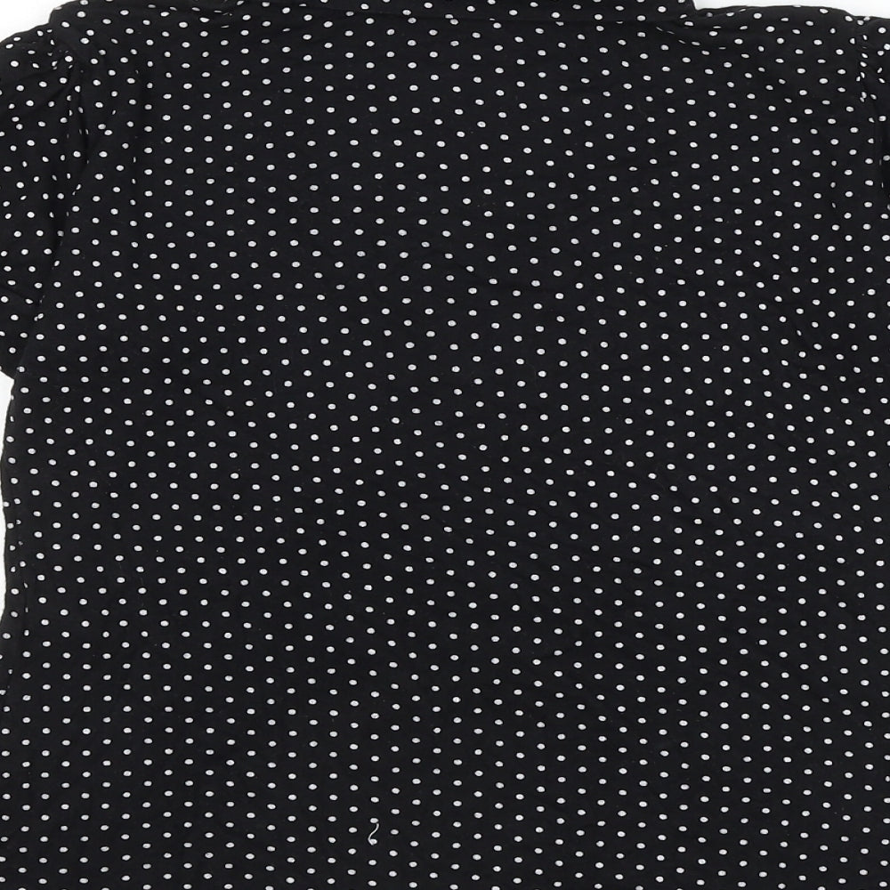 New Look Womens Black Polka Dot Viscose Basic Blouse Size 14 Roll Neck