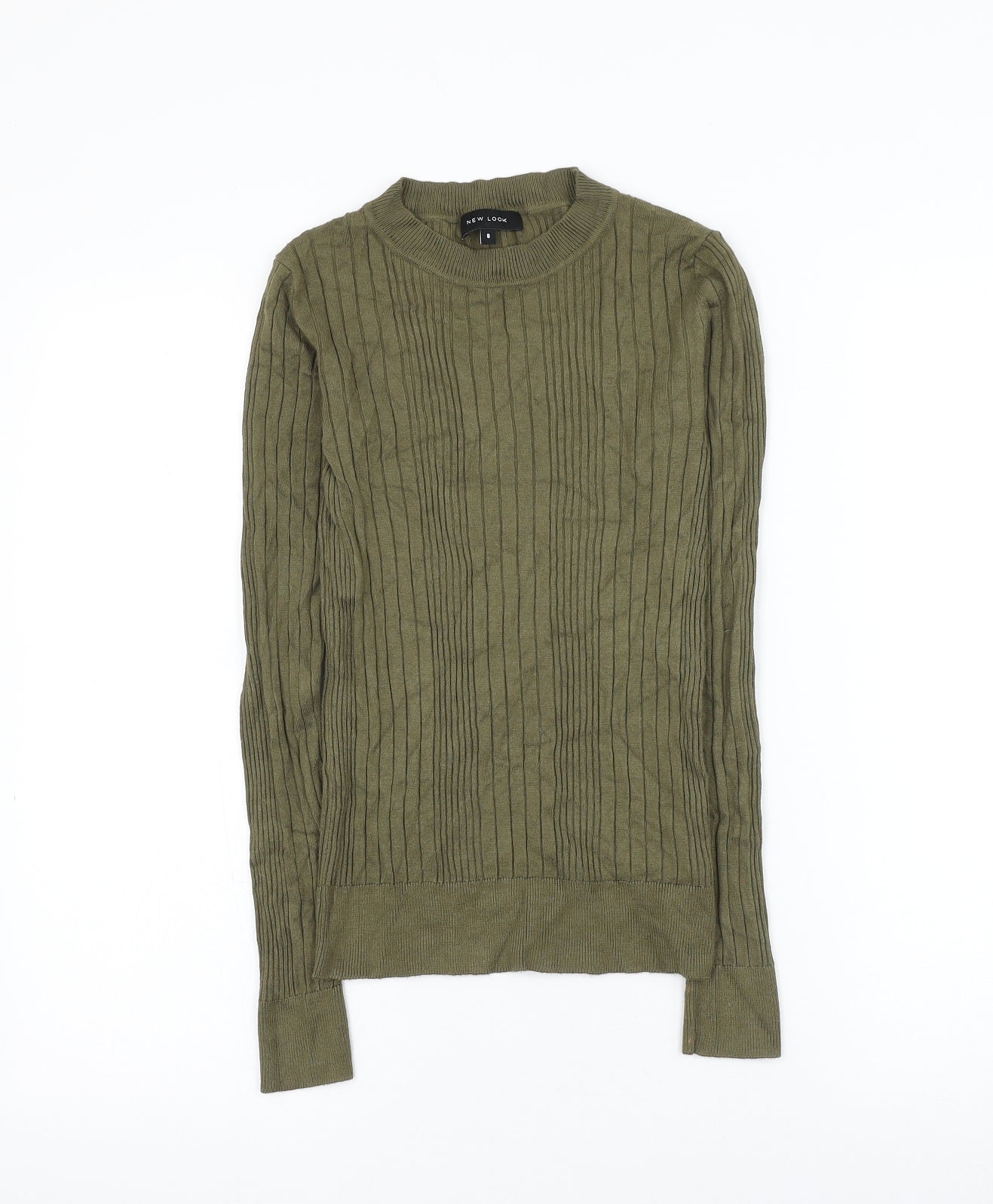 New Look Womens Green Round Neck Viscose Pullover Jumper Size 8