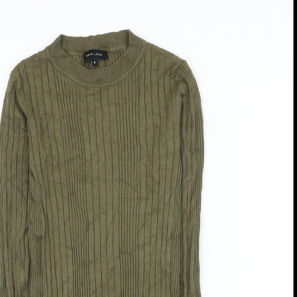 New Look Womens Green Round Neck Viscose Pullover Jumper Size 8