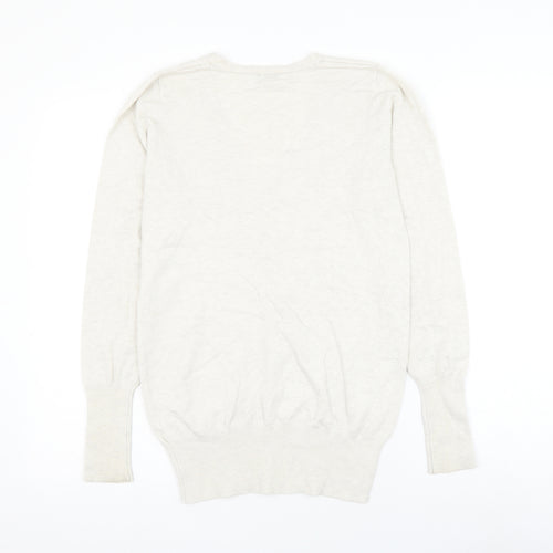 Papaya Womens White V-Neck Viscose Pullover Jumper Size 12
