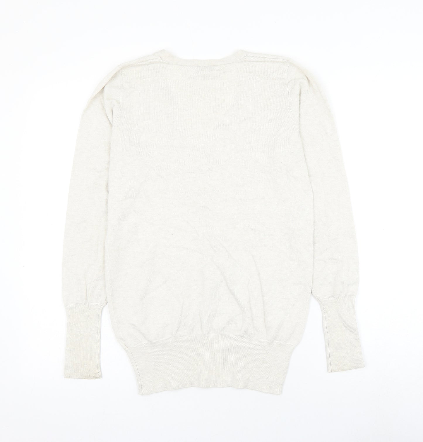 Papaya Womens White V-Neck Viscose Pullover Jumper Size 12