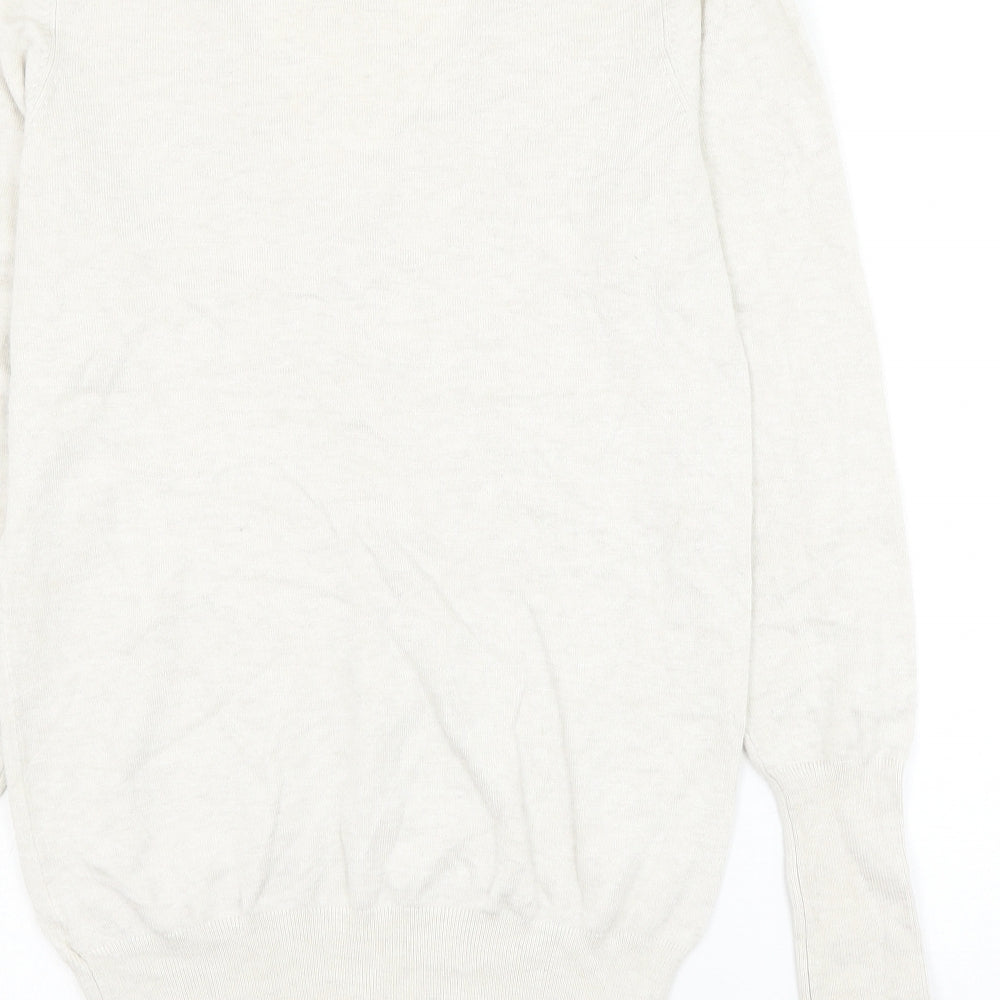 Papaya Womens White V-Neck Viscose Pullover Jumper Size 12