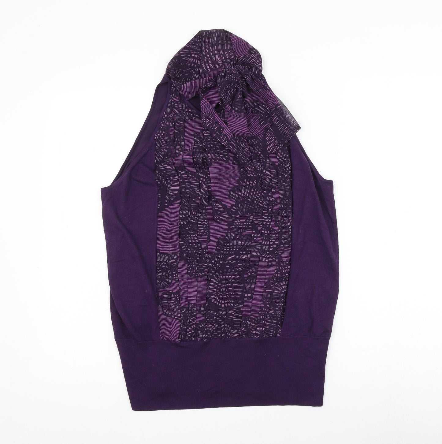 Episode Womens Purple Geometric Polyester Basic Blouse Size M Mock Neck
