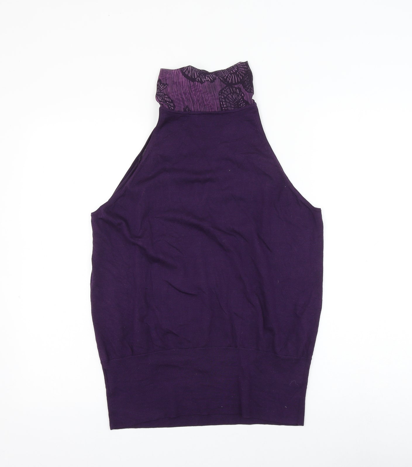 Episode Womens Purple Geometric Polyester Basic Blouse Size M Mock Neck