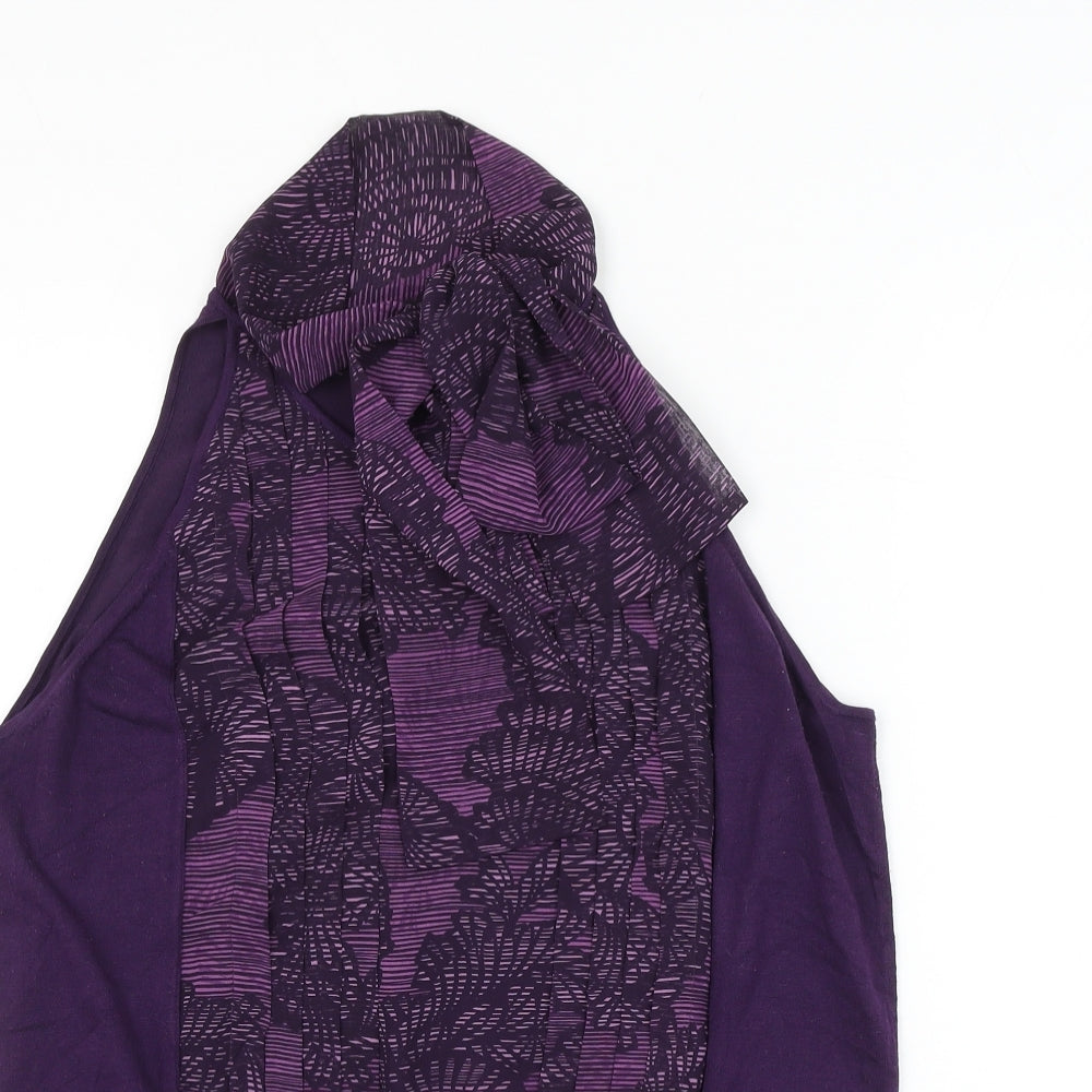 Episode Womens Purple Geometric Polyester Basic Blouse Size M Mock Neck