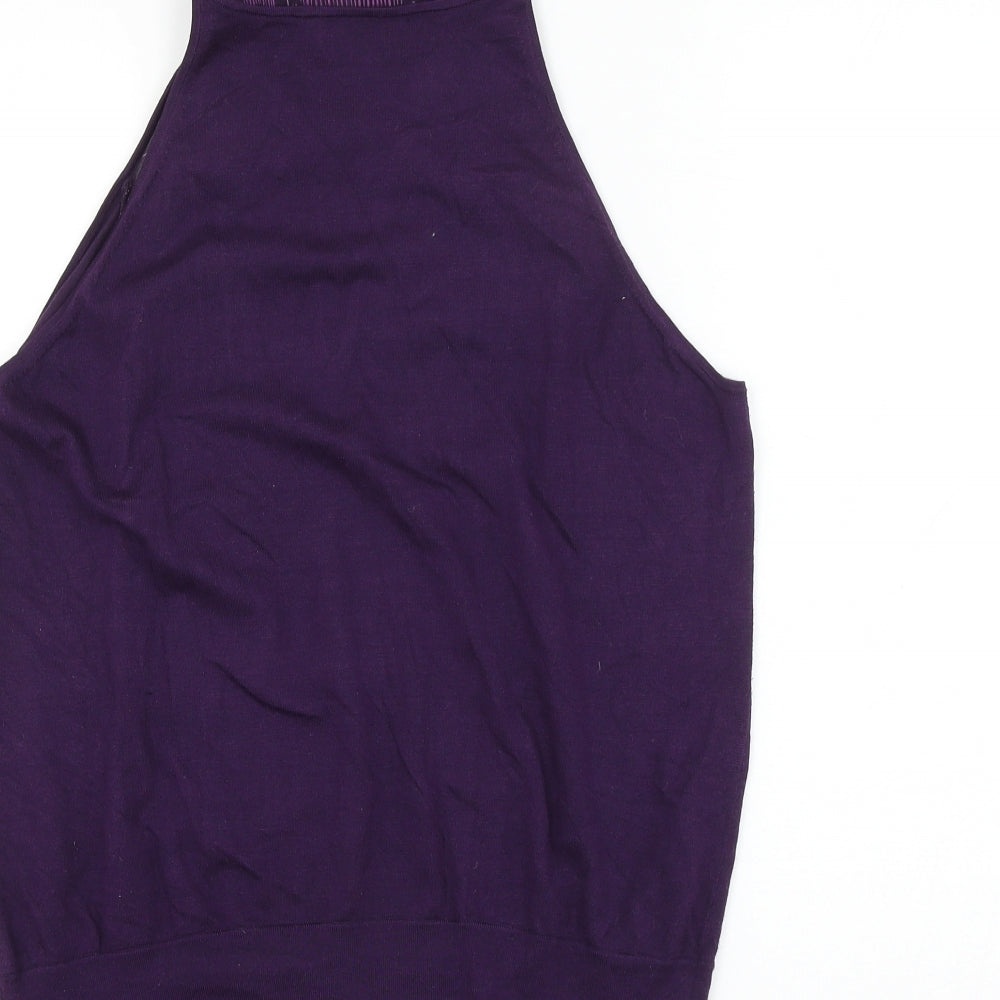 Episode Womens Purple Geometric Polyester Basic Blouse Size M Mock Neck