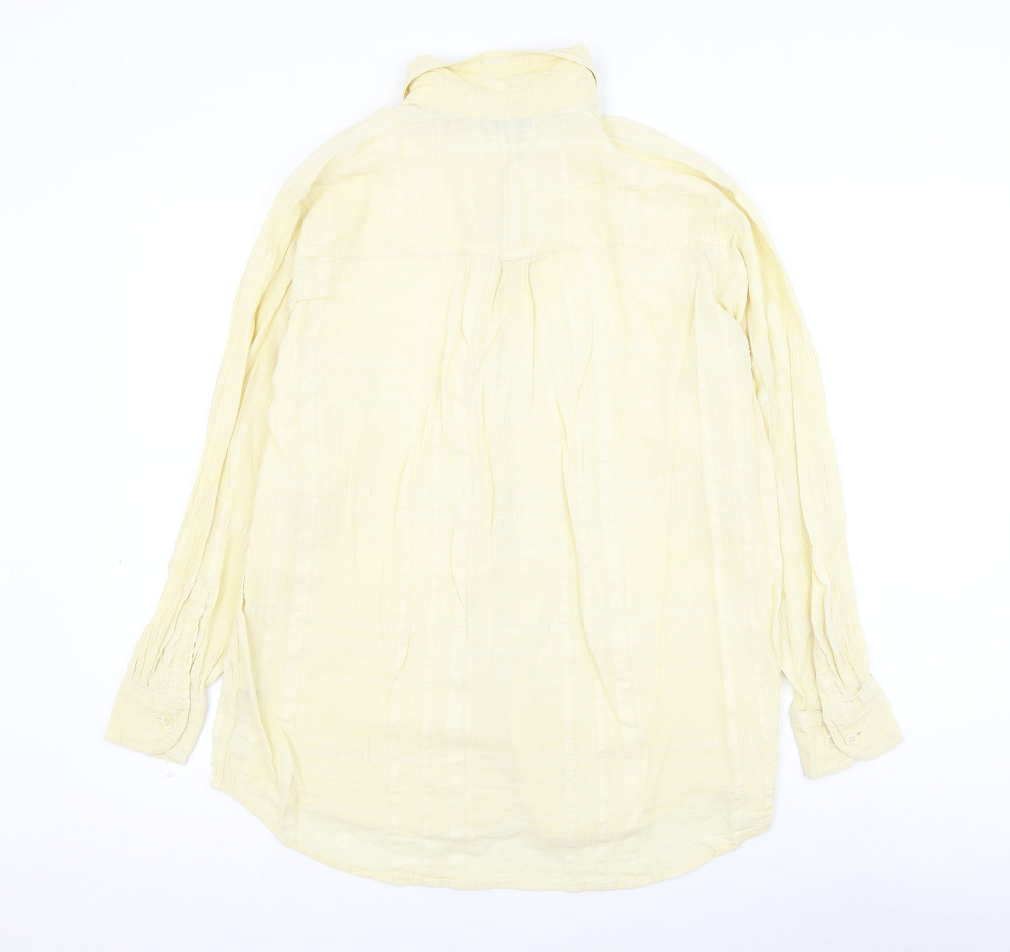 Marks and Spencer Womens Yellow Cotton Basic Button-Up Size 14 Collared