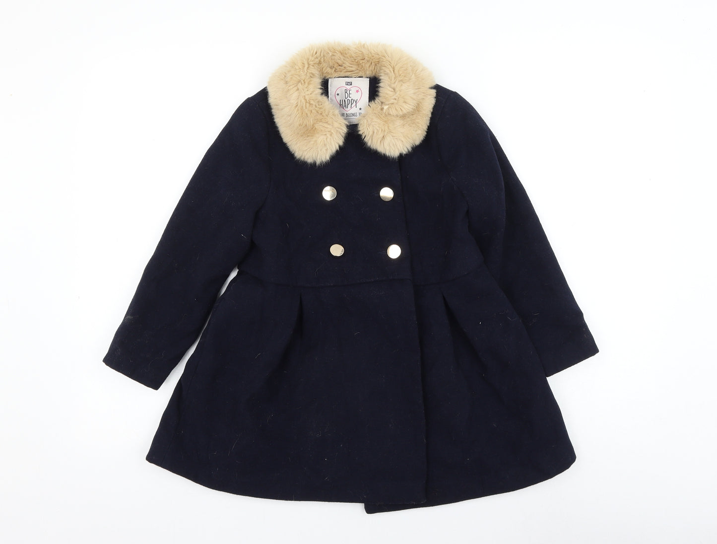 F&F Girls Blue Overcoat Coat Size 6-7 Years Button