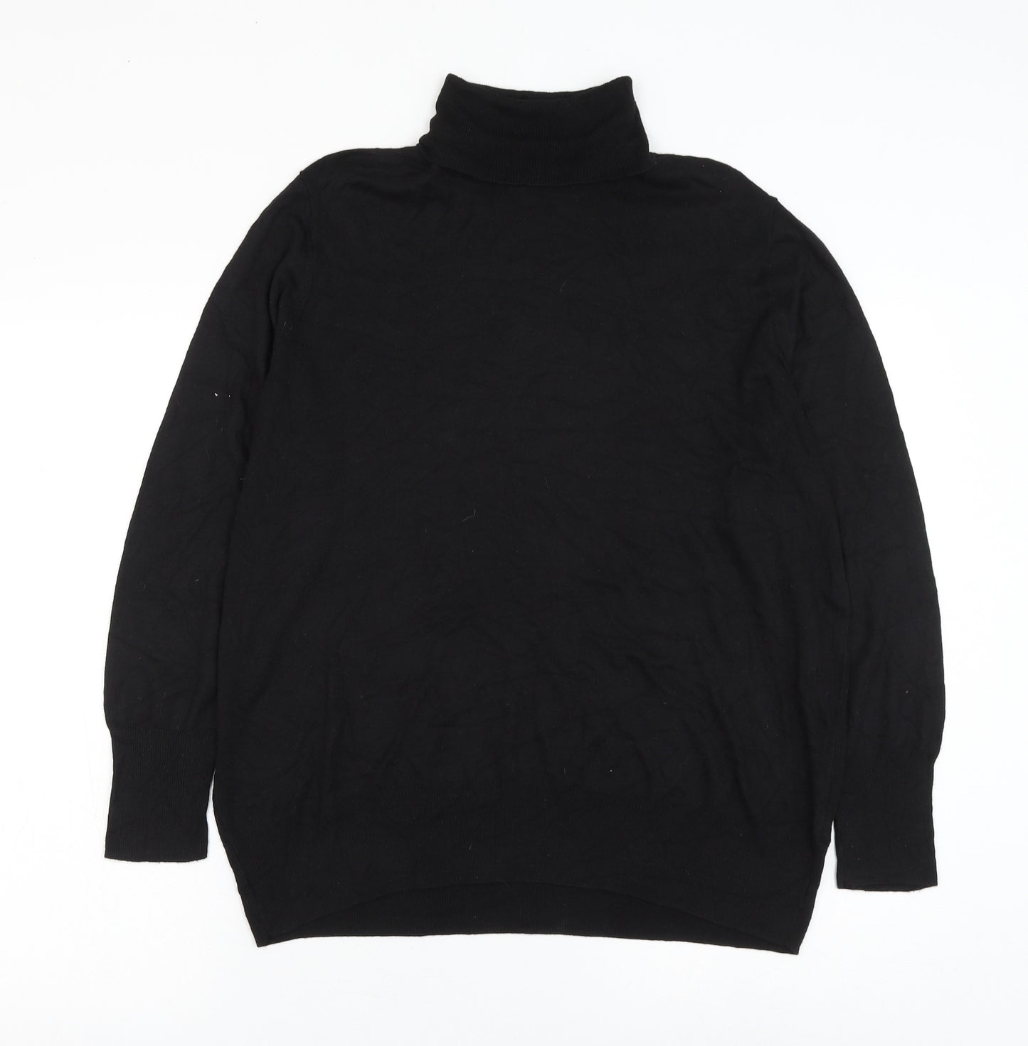 NEXT Womens Black Roll Neck Viscose Pullover Jumper Size 18