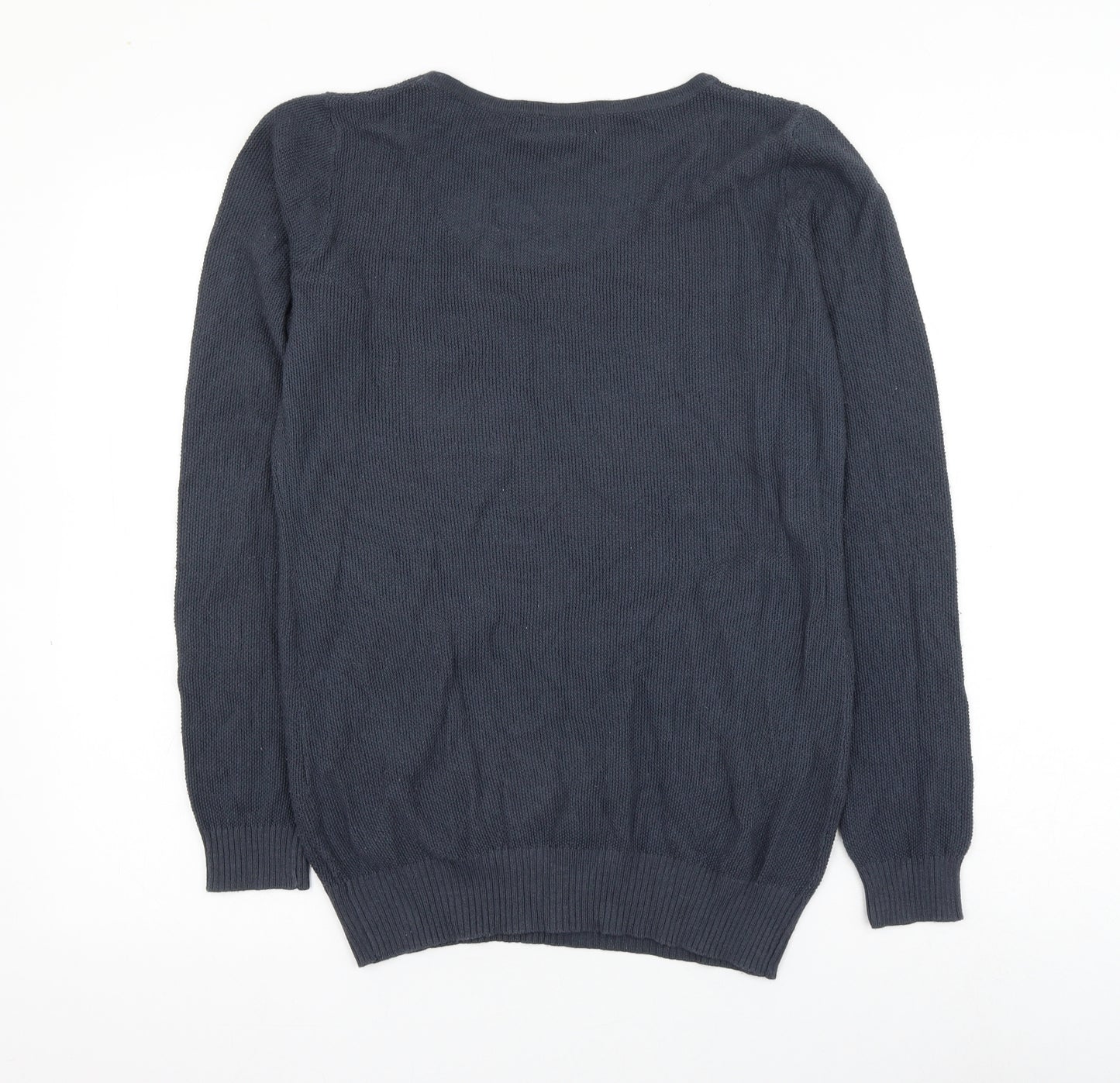 Cherry Womens Blue Scoop Neck Wool Pullover Jumper Size S