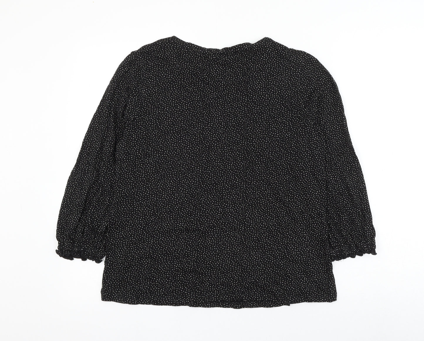 Fat Face Womens Black Polka Dot Cotton Basic Blouse Size 12 V-Neck