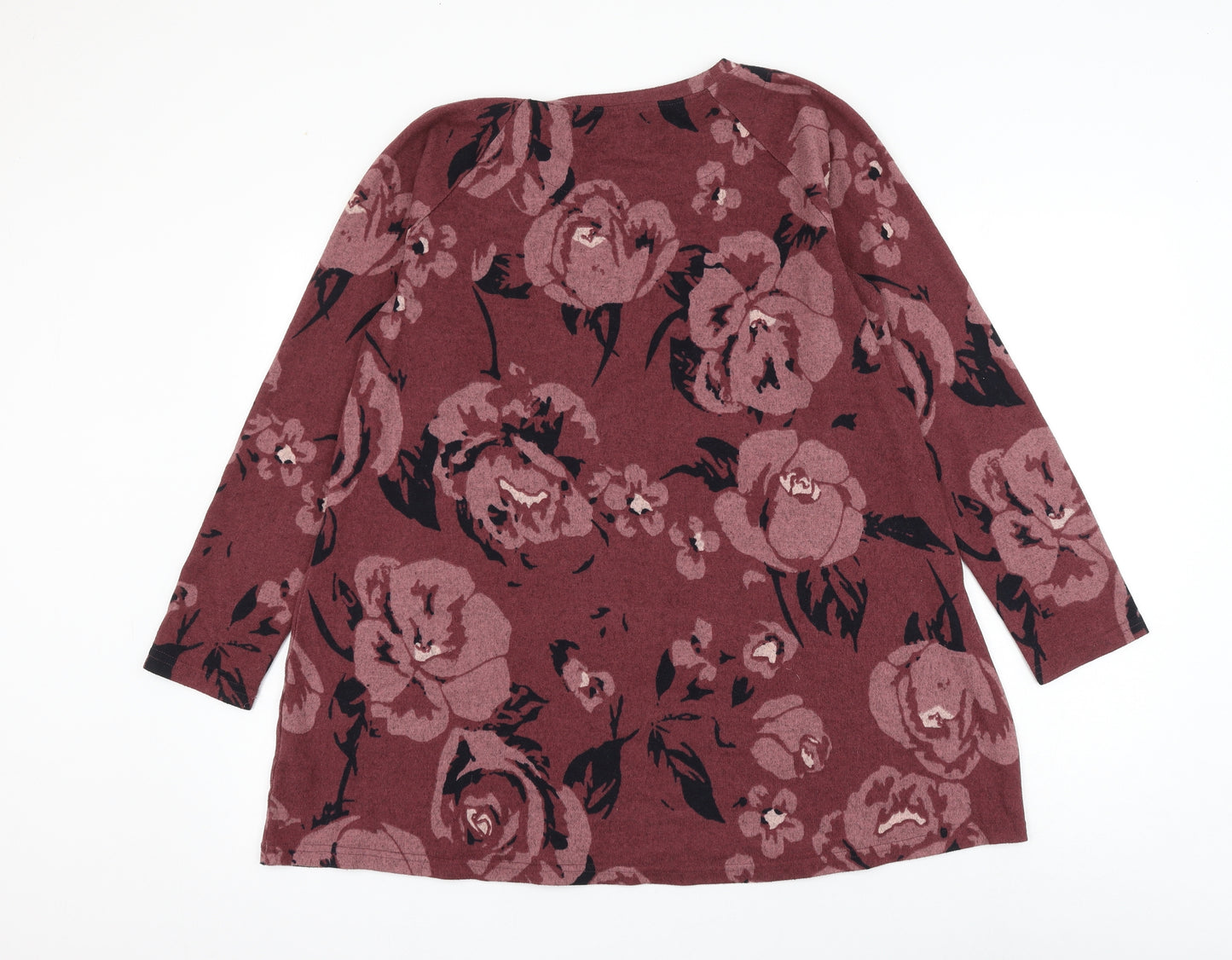 Marks and Spencer Womens Pink Round Neck Floral Polyester Pullover Jumper Size 18