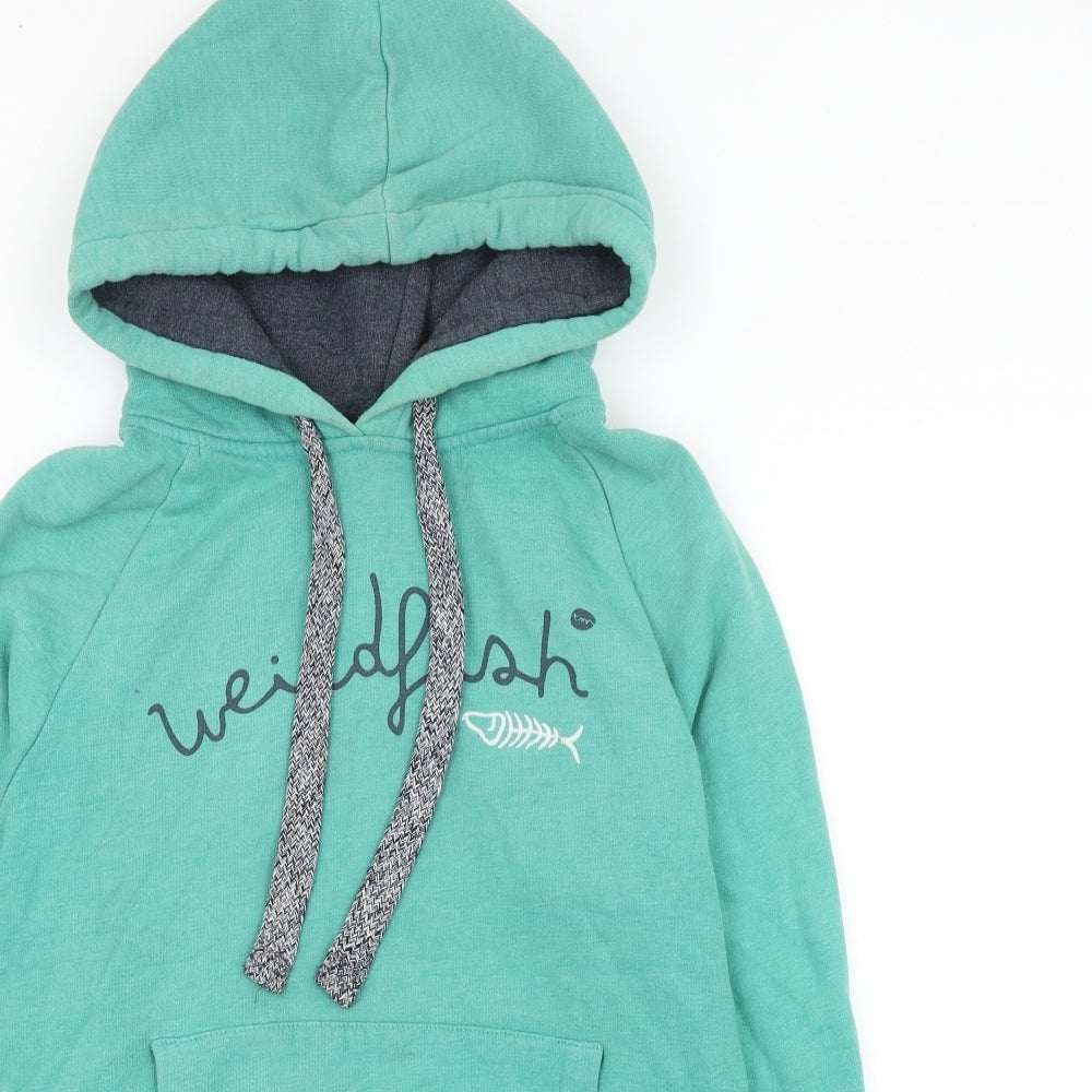 Weird Fish Womens Green Cotton Pullover Hoodie Size 8 Pullover