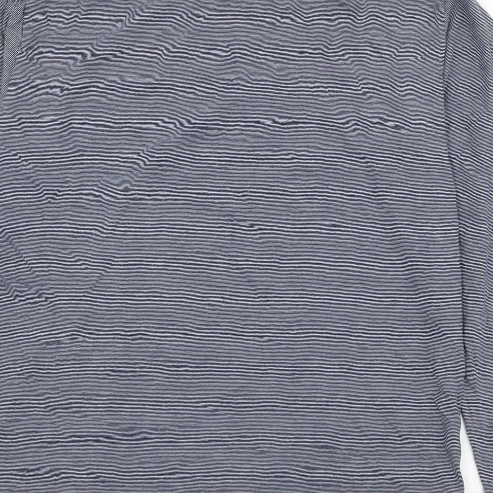 Matalan Mens Blue Striped Polyester T-Shirt Size L Round Neck