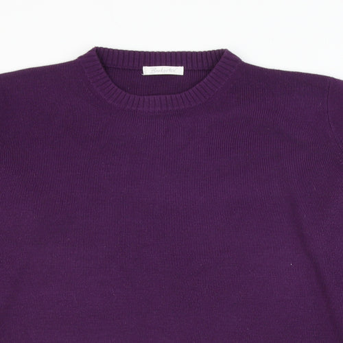 Berkertex Womens Purple Round Neck Plaid Acrylic Pullover Jumper Size 14