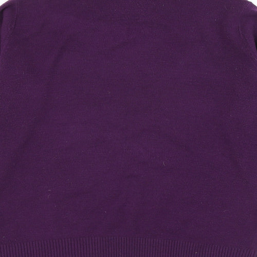 Berkertex Womens Purple Round Neck Plaid Acrylic Pullover Jumper Size 14