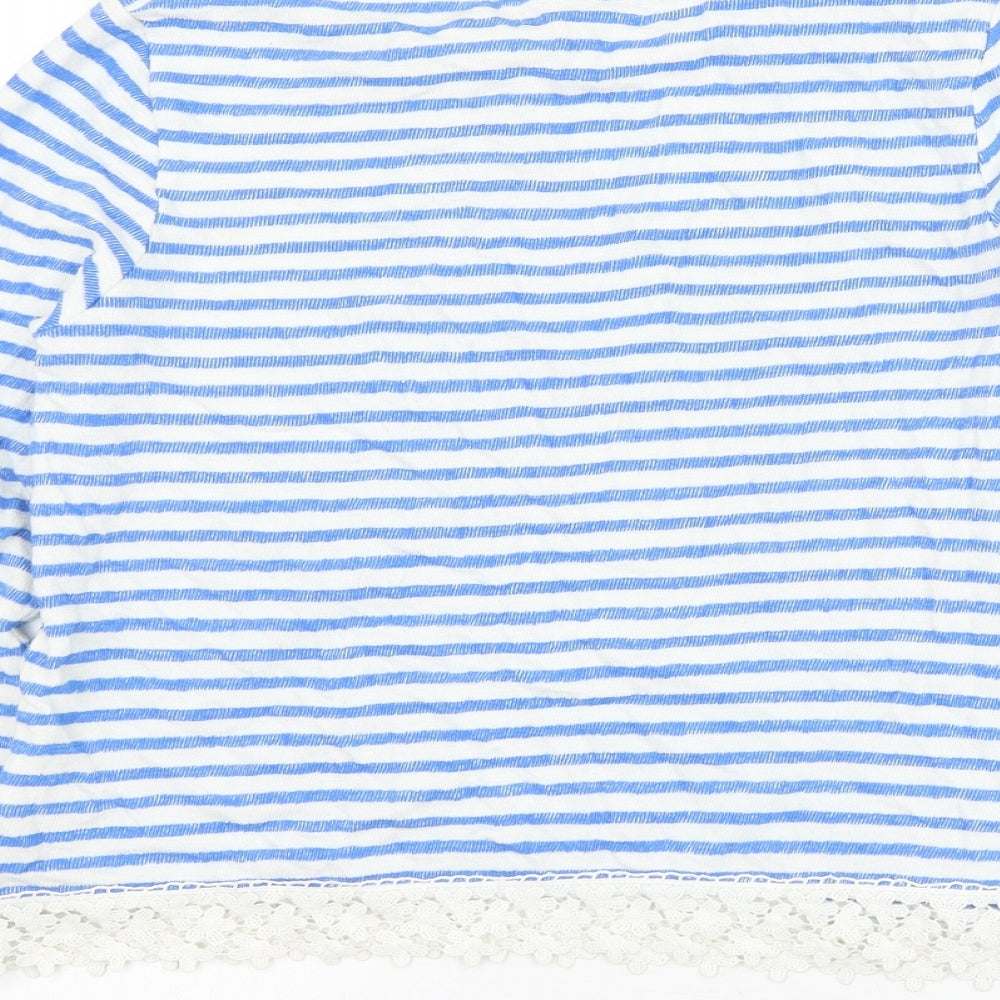 Marks and Spencer Girls Blue Striped Cotton Pullover Sweatshirt Size 12-13 Years Pullover