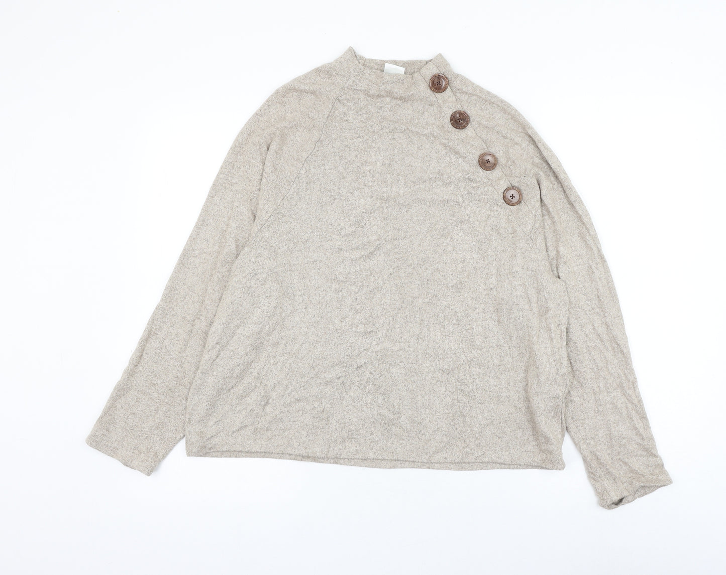 H&M Womens Beige Round Neck Viscose Pullover Jumper Size S