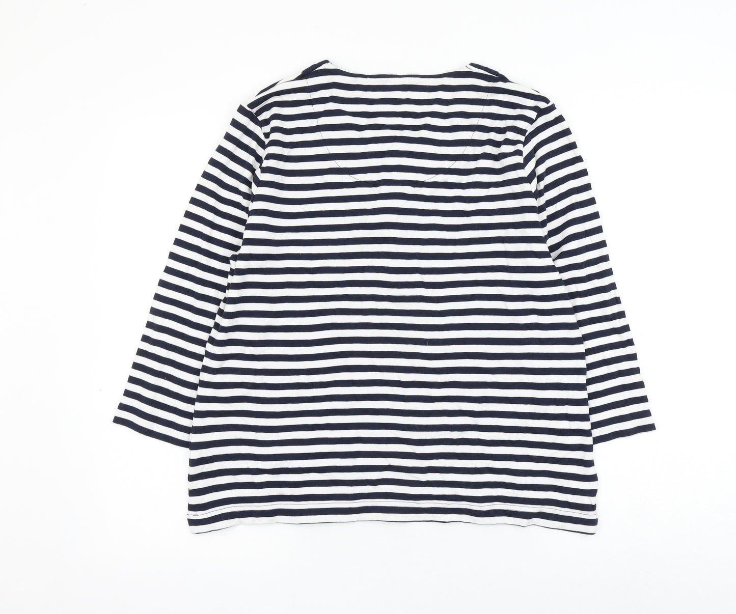 DASH Womens Blue Striped Cotton Basic Blouse Size 18 Round Neck