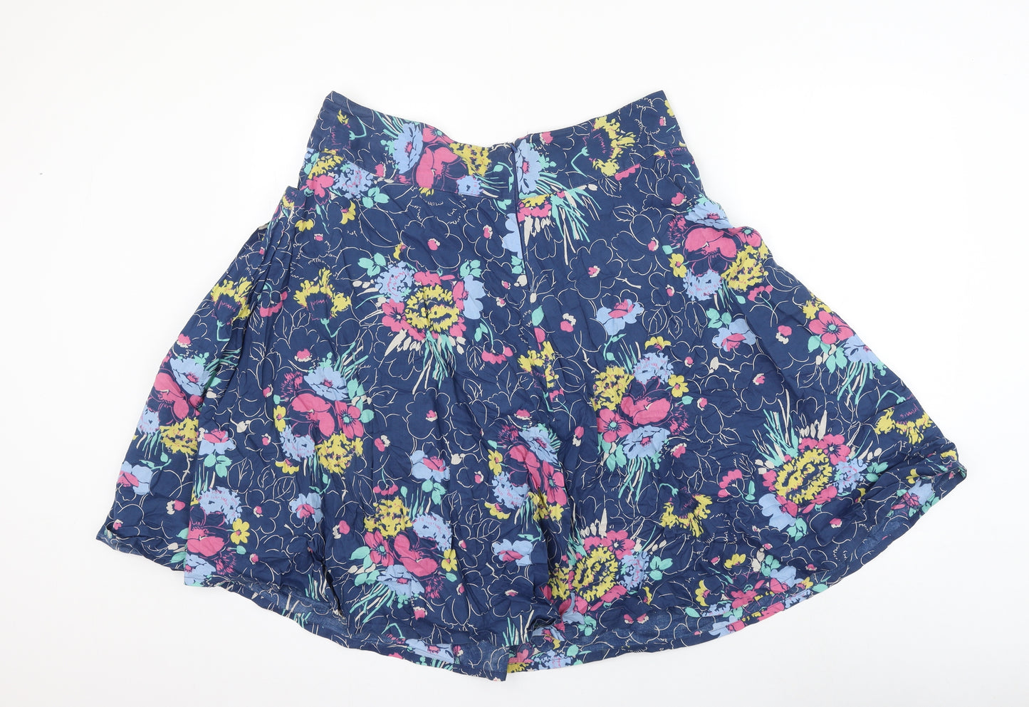 M&Co Womens Multicoloured Floral Cotton Skater Skirt Size 14 Zip