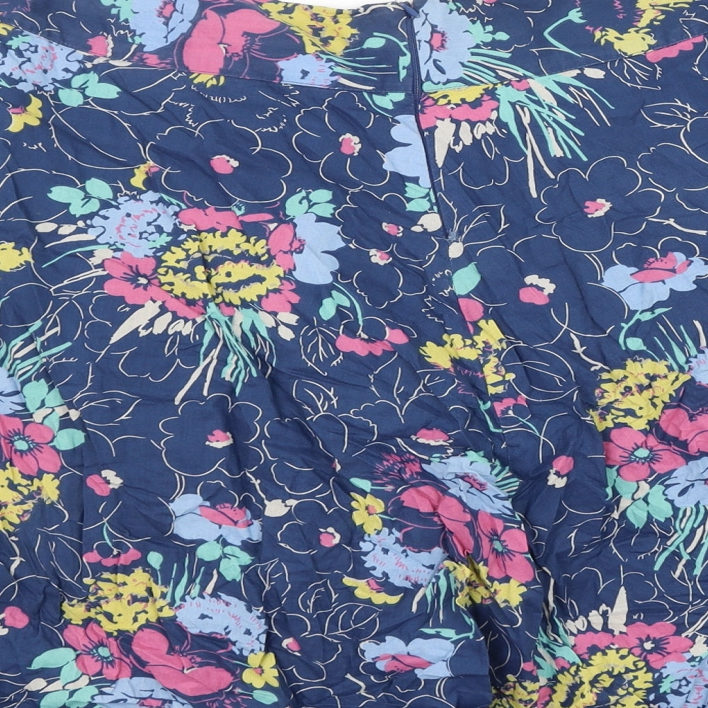 M&Co Womens Multicoloured Floral Cotton Skater Skirt Size 14 Zip