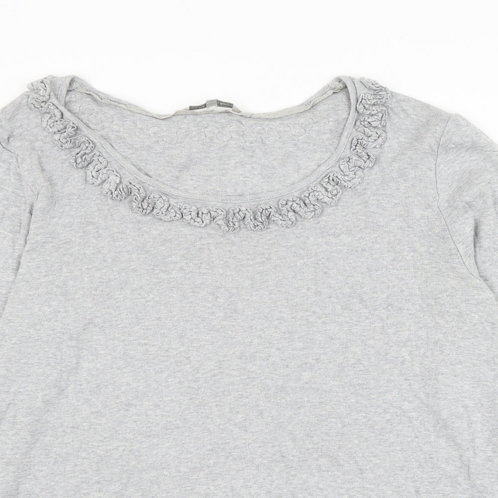 RJR.John Rocha Womens Grey Cotton Basic Blouse Size 20 Scoop Neck