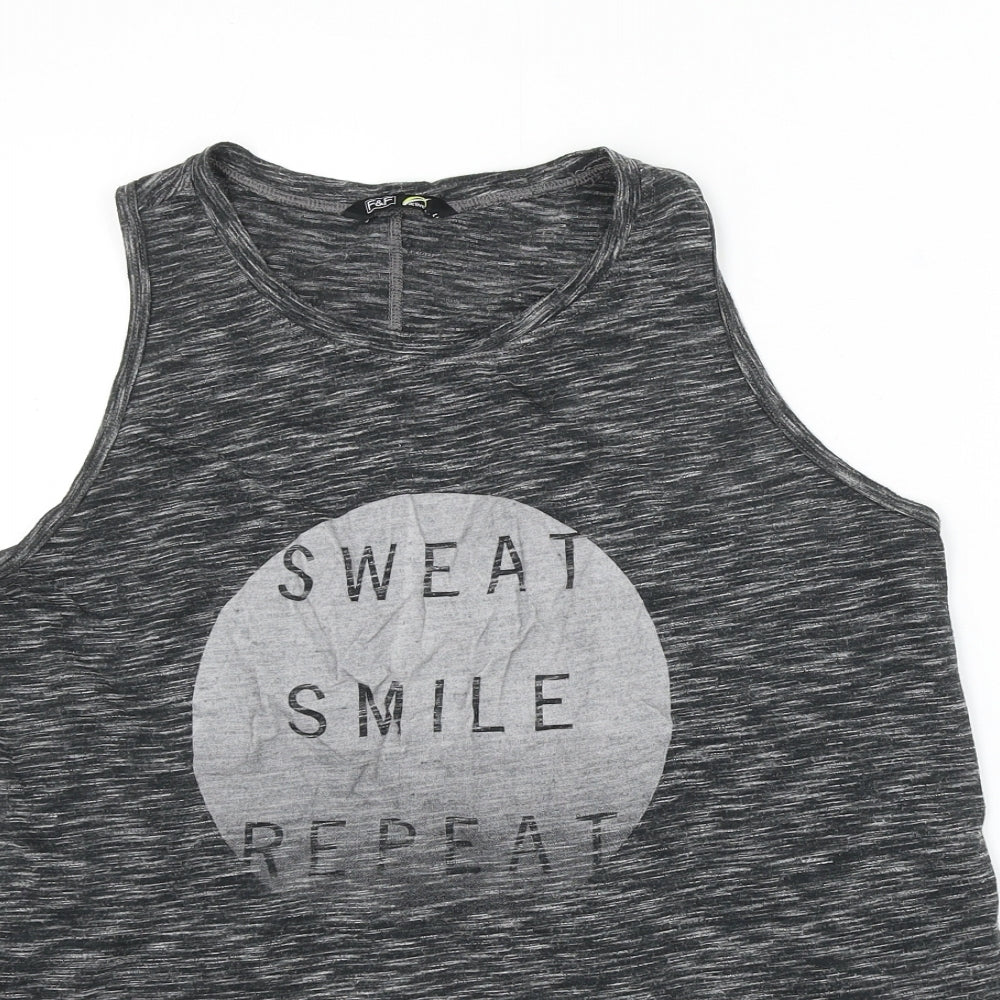 F&F Womens Grey Polyester Basic Tank Size L Round Neck Pullover - Sweat Smile Repeat