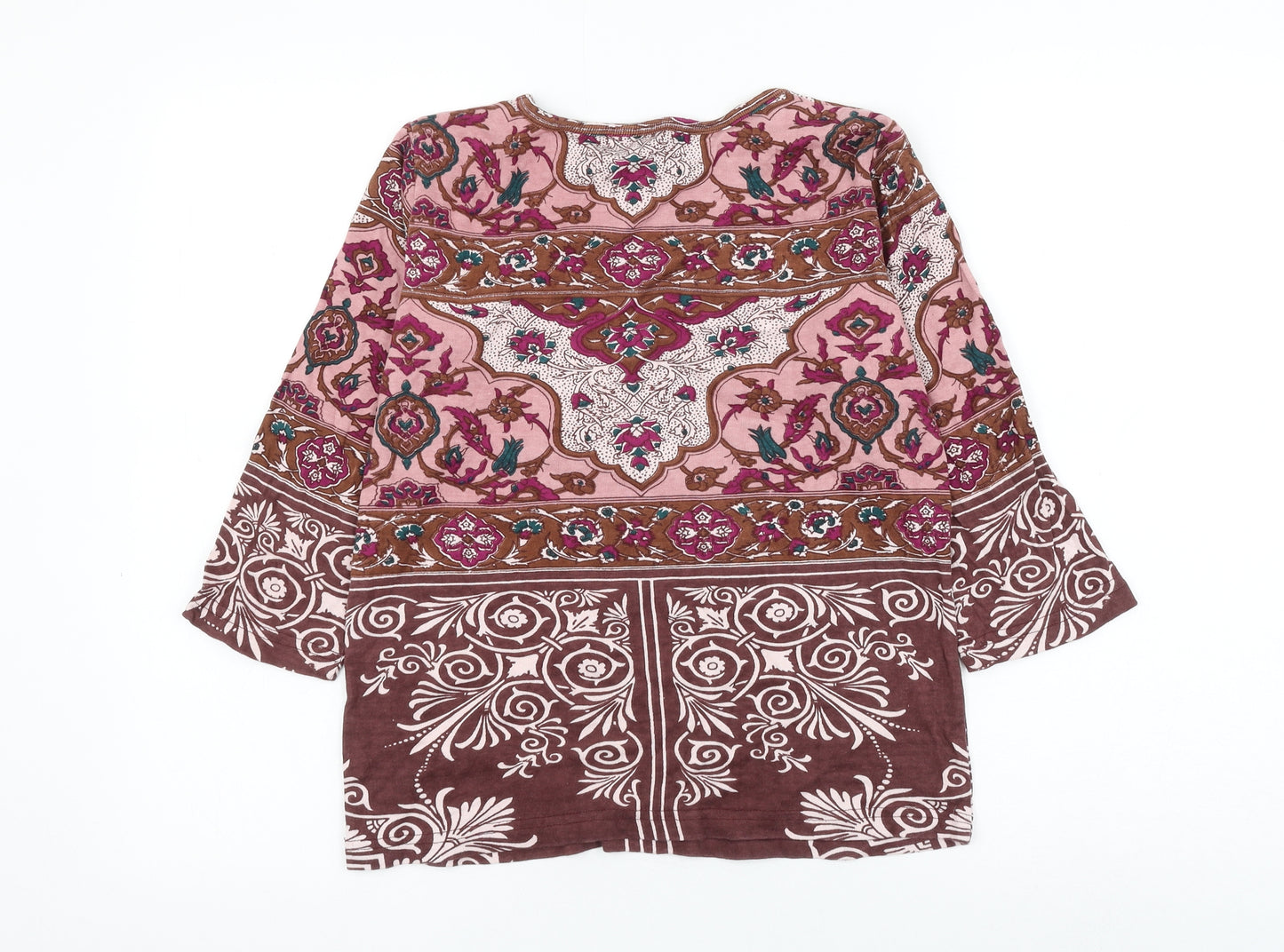 Artacapea Womens Multicoloured Geometric Cotton Basic Blouse Size XS Round Neck