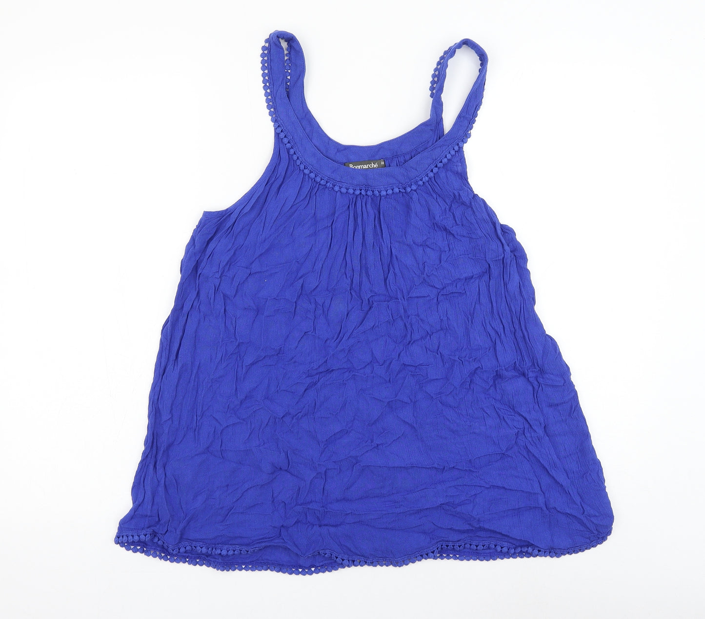 Bonmarché Womens Blue Viscose Basic Blouse Size 18 Round Neck