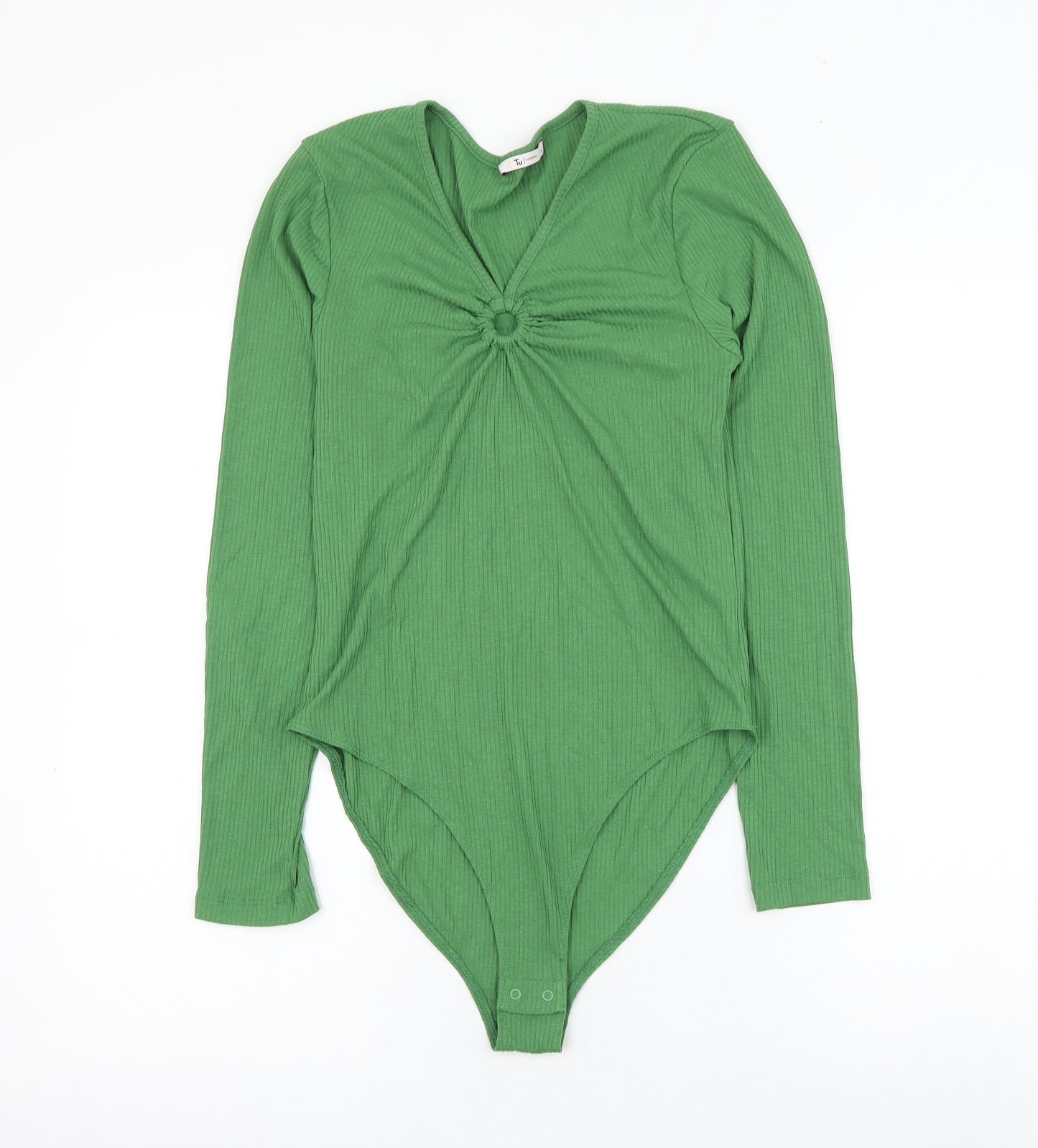 TU Womens Green Polyester Bodysuit One-Piece Size 12 Snap
