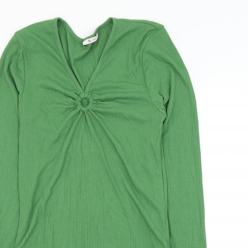 TU Womens Green Polyester Bodysuit One-Piece Size 12 Snap