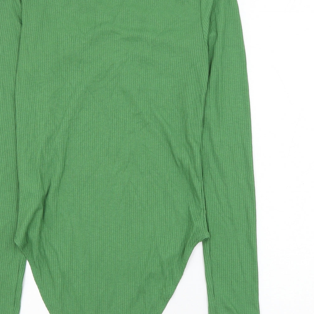 TU Womens Green Polyester Bodysuit One-Piece Size 12 Snap