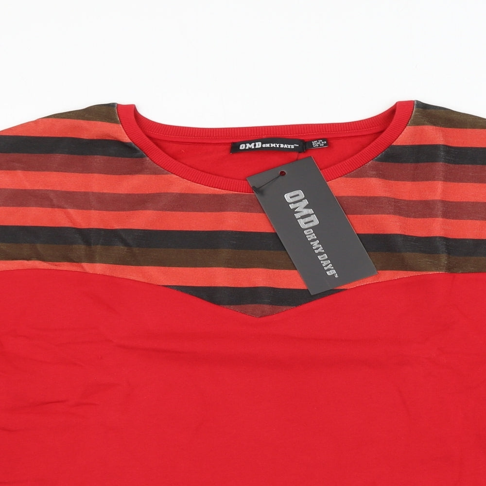 Oh My Days Womens Red Striped Polyester Pullover Sweatshirt Size 14 Pullover