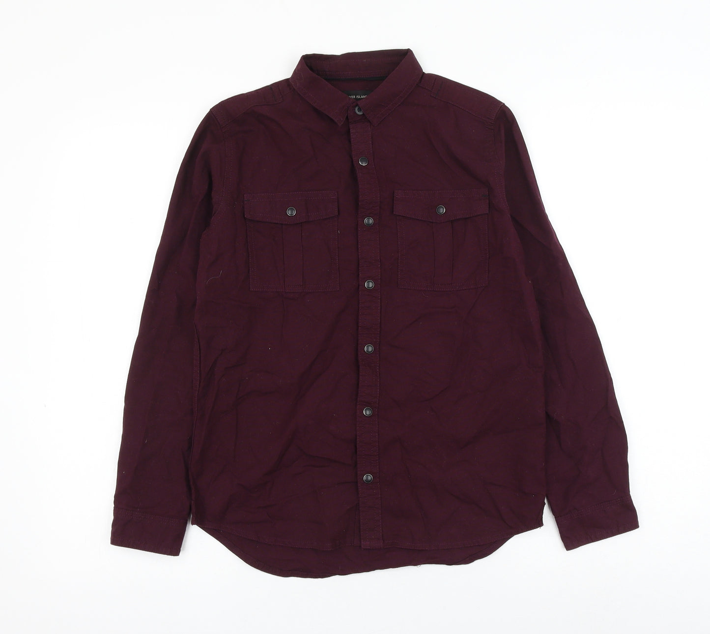 riveris Boys Purple Cotton Basic Button-Up Size 12 Years Collared Button